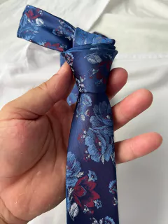 Gravata Slim Kashmir Azul - 2400 fios na internet