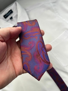 Gravata Slim Kashmir Azul e Vermelho - 2400 fios na internet