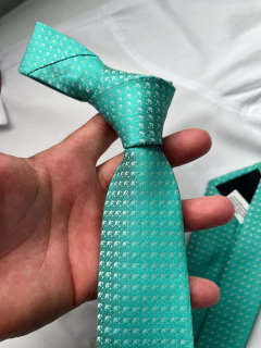 Gravata Semi Slim Verde Tiffany- 1200 Fios - comprar online