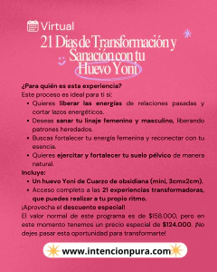 Yoni egg Mini de Obsidiana + 21 días Sanación de Útero - intención pura