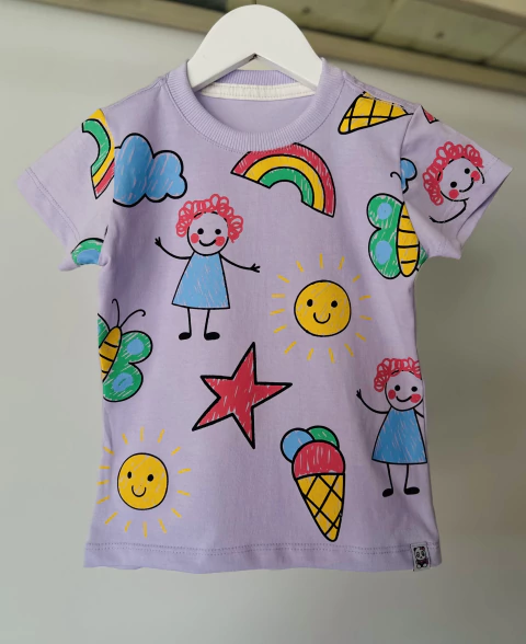 Tshirt Lilas Feminina Estampada Boneca - comprar online