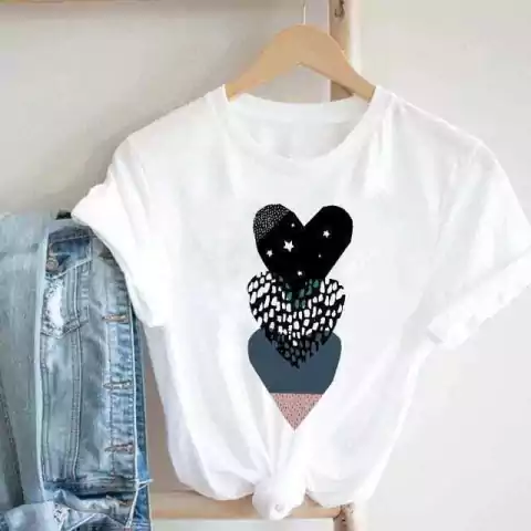 Remera (Modal) Triple corazón (Dama)