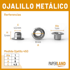 Ojalillos Metálicos Niquelados - 4,5mm X 100 Unidades - comprar online