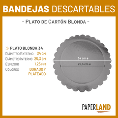 Imagen de Plato Blonda Cartón Plateado Para Torta x 10 u.