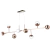PENDENTE RETANGULAR C/ GLOBO FILETE 146X12X48CM METAL E VIDRO 08 X G9 GLOBO Ø12CM + Ø10CM |OLD ARTISAN PD-5419 - comprar online