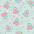 Tricoline - Coleção DELÍCIA - Chaleira de Amor - Fundo tifany - 0,50m X 1,50m
