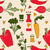 Tricoline - Coleção TEMPERO - LEGUMES E TEMPEROS - Fundo branco - 0,50m X 1,50m