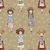 Tricoline Digital - Coleção DOLL - Bonecas com Margaridas - fundo CARAMELO COM MARGARIDAS- 0,50m X 1,50m