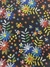 Tricoline Digital FLORAL EFEITO BORDADO - Fundo PRETO - 0,50m X 1,50m