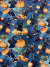 HALLOWEEN GATOS BRUXINHOS - Fundo AZUL -Tricoline Digital - 0,50m X 1,50m -