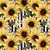 FLORAL GIRASSOL COM LISTRAS PRETAS - Tricoline Digital-0,50M X 1,50M