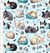 Tricoline Digital - Estampa GATOS DORMINDO - FUNDO XADREZ AZUL CLARO - 0,50m X 1,50m