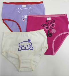 Bombachas nena Fascination (Packx3) de algodón C/Lycra estampada.