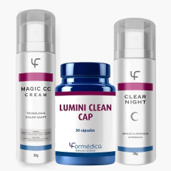 Lumini Clean 30 caps + Protetor solar magic cc cream 30 g + Clear night 30 g