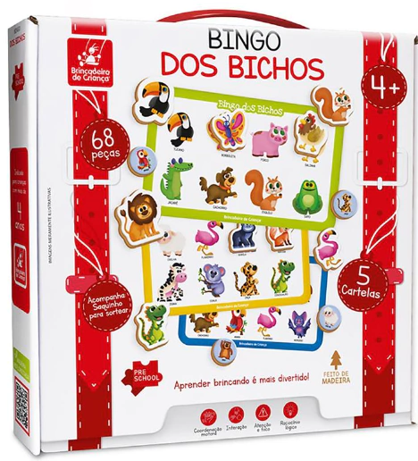 Bingo Pre School Bichos - 68 peças
