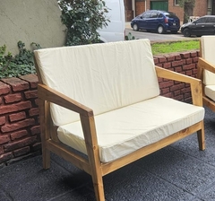 1 Sillón American Wood Doble Con Almohadones Barnizado - comprar online