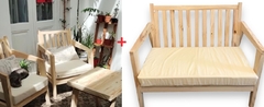 2 American wood Simples + 1 Doble + 1 Mesa Sin Barnizar Con Almohadones