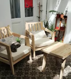 COMBO AMERICAN WOOD SIN BARNIZAR ( 2 SIMPLES + 1 MESA) - comprar online