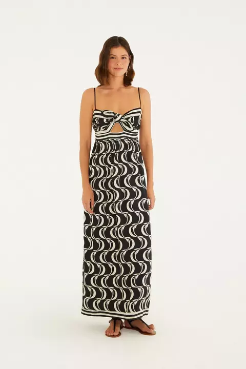 Vestido Farm Nó Estampado Peixe Copa