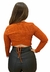 Blusa Cropped Manga Longa Colcci Metalizada Laranja - comprar online