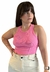 Blusa Top Cropped Canelado Open - Rosa