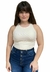 Blusa Top Cropped Canelado Open - Bege