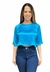 Blusa Cropped Cetim Open - Azul Magnifico