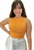 Blusa Cropped Open Canelada Com Aplicação Laranja
