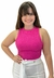 Blusa Cropped Open Canelada Com Aplicação Rosa