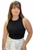 Blusa Cropped Open Canelada Com Aplicação Preta