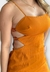 Vestido Open MIdi Cut Out Decote Reto Com Linho na internet