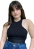 Top Cropped Open Canelado Preto