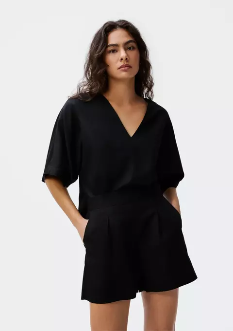 Blusa Hering decote v manga 3/4 - preto - comprar online