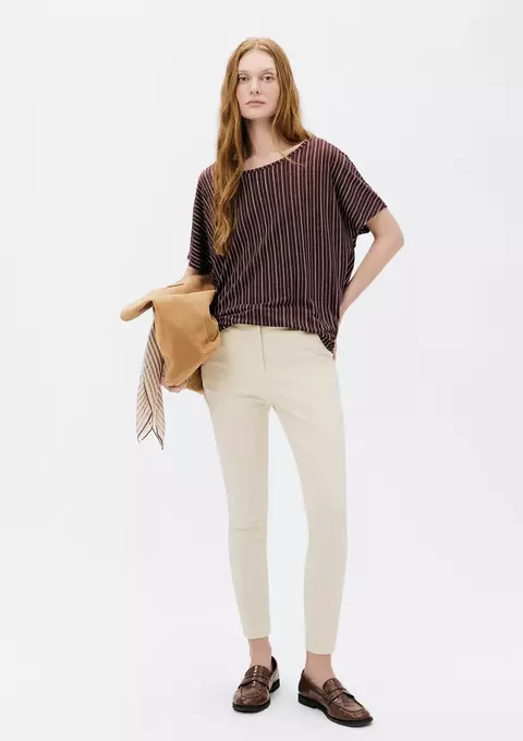 Calça Hering básica feminina cintura média em alfaiataria - creme