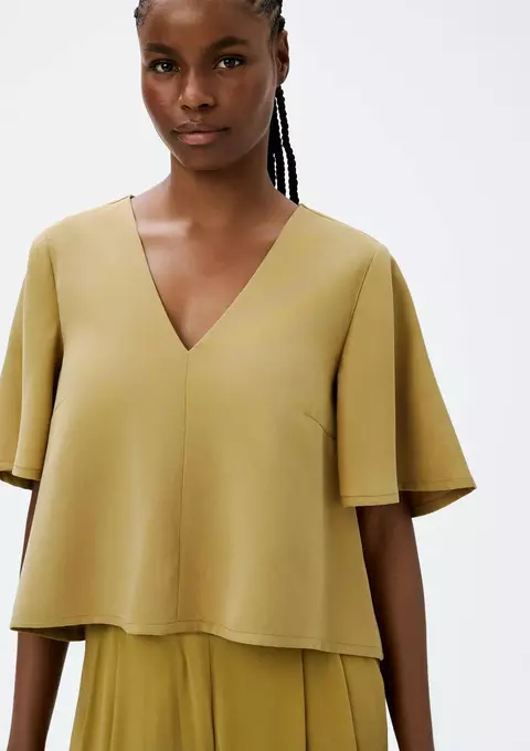 Blusa Hering manga sino em peachtouch - caqui - comprar online