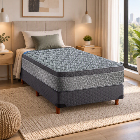 SOMMIER + COLCHÓN TWIN (100X190) LOFT + ALMOHADA DE REGALO CERVICAL SOFT