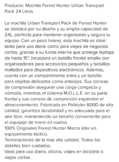 Mochila Forest Hunter Estilo Rush 12 Coyote en internet