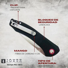 Navaja Plegable Joker Pro Acero Inox G10 Carbono Hoja 8 Cm en internet