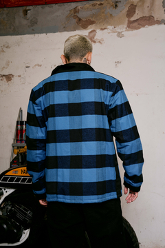 CAMPERA COAT CUADROS AZUL - tienda online