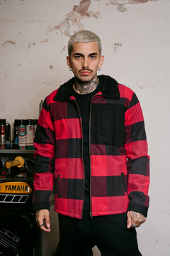 CAMPERA COAT CUADROS ROJA