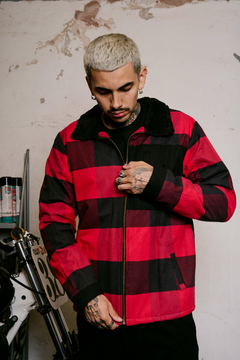 CAMPERA COAT CUADROS ROJA - comprar online