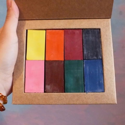 Giz de cera de abelha Apiscor 8 cores (bloquinho) kit 2