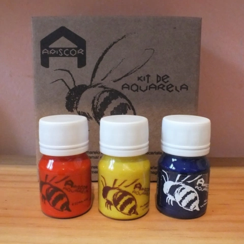 Kit 1 aquarela Apiscor 3 cores primárias
