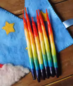 Velas de cera de abelha arco-íris (unidade)