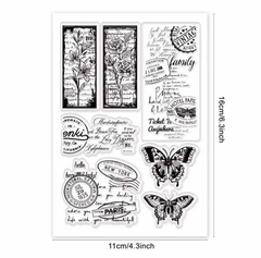 Set de 7 sellos Fondos y Mariposas