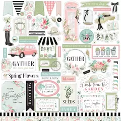 Carta Bella - Cardstock Stickers 12"X12" - Elements - Flower Garden