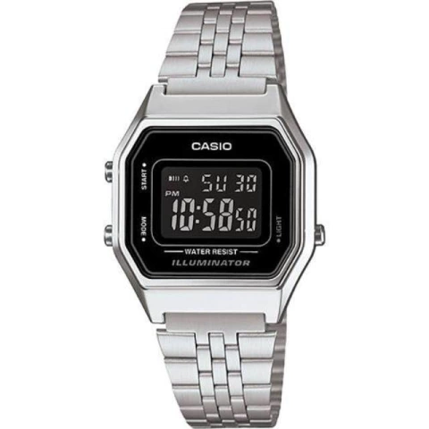 Relo Mujer Casio Retro Vintage 5 eslabones Negro/Negro LA680WA