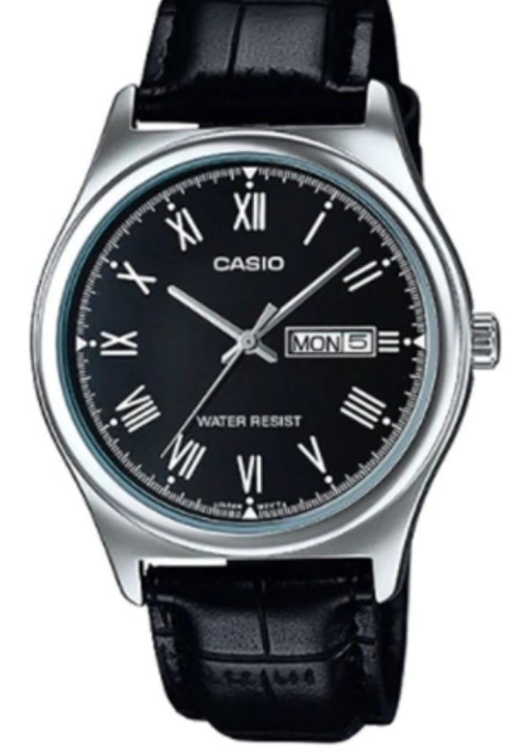 reloj casio mtp-v006l hombre malla de cuero doble calendario