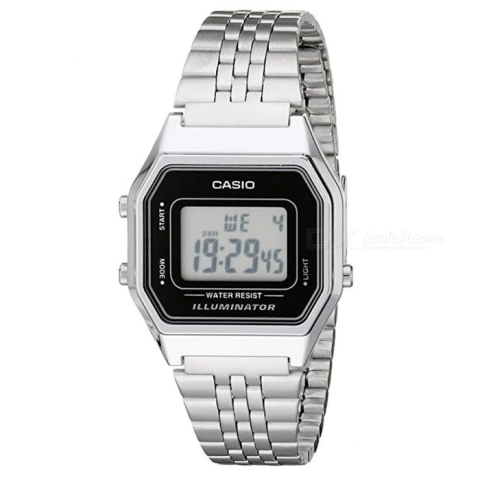 Reloj Mujer Casio Retro Vintage 5 eslabones Negro/Gris LA680WA
