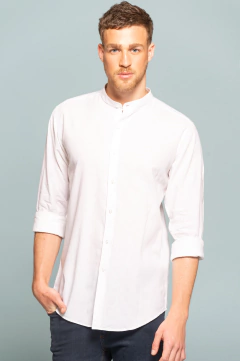 Camisa Thai Lino banco